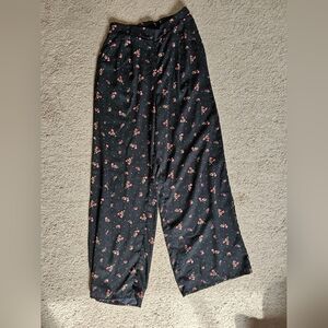 Band Of Gypsies Size Small Floral Black Wide-Leg Pants
